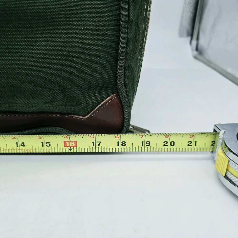Vintage Orvis Battenkill Bag Travel Weekender Pique Canvas Green Leather Large